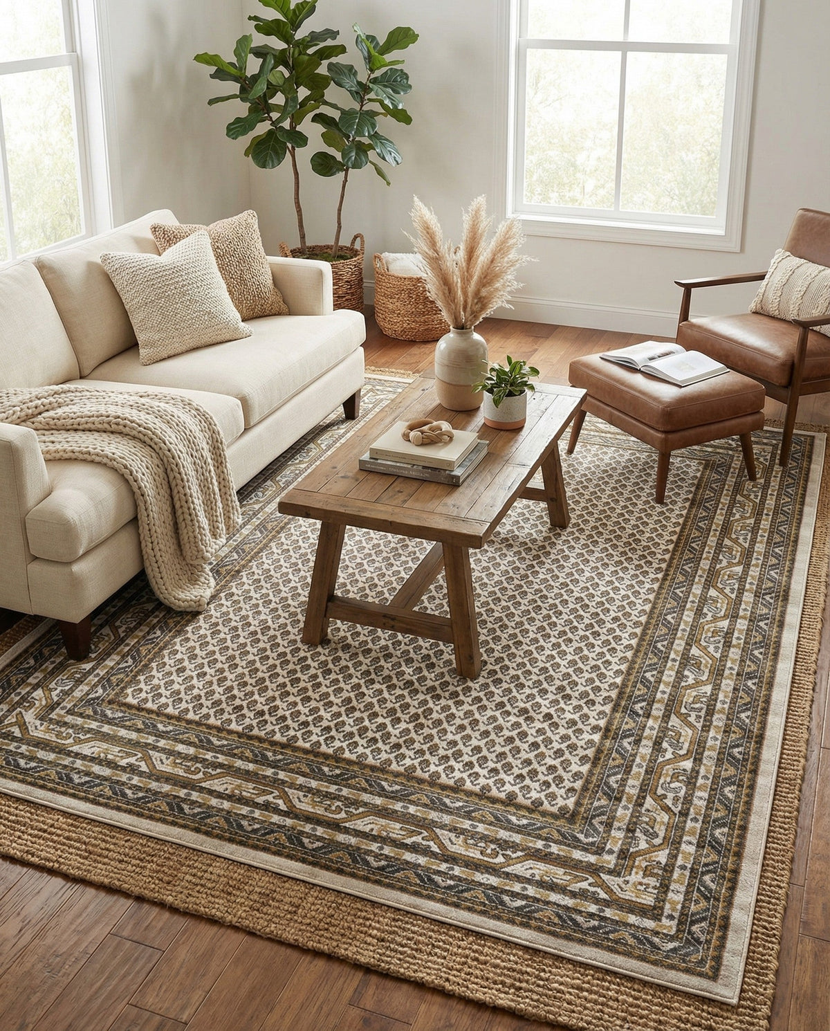 Soho Elegance Collection Area Rug -  Mercer (Beige) Rectangle Beige  lifestyle 10