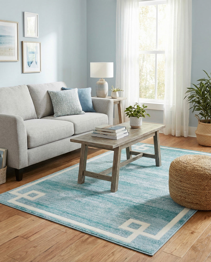 Metro Heights Collection Area Rug -  Bronx Rectangle Turquoise  lifestyle 21