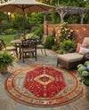 Patio Heritage Collection Area Rug -  Arbor Round Red Green Blue  lifestyle 58
