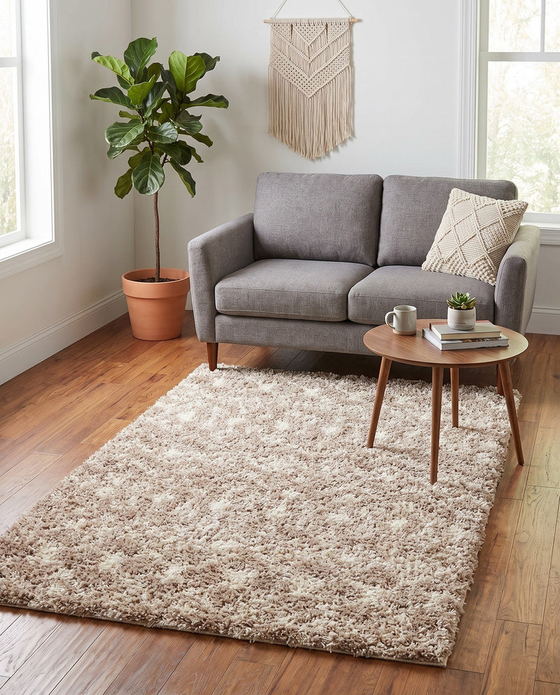 Berber Lattice Shag Collection Area Rug - Atlas (Light Brown) Rectangle Light Brown  lifestyle 18