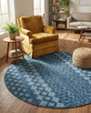 Garden Lattice Charm Collection Area Rug -  Pergola (Navy Blue) Round Navy Blue  lifestyle 37