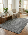 Sustainable Strands Indoor-Outdoor Oasis Collection Area Rug -  Sandbar (Black and White) Rectangle Black and White  lifestyle 4