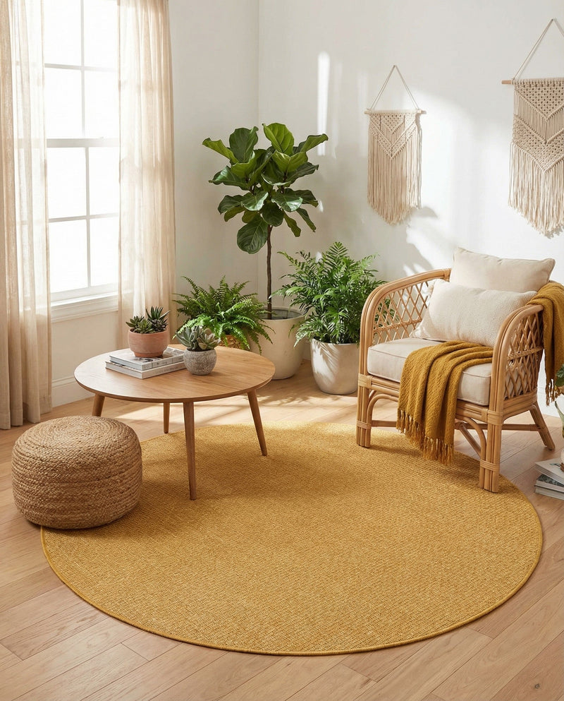 Seaside Serenity Collection Area Rug - Veranda (Corn Harvest Yellow) Round Corn Harvest Yellow  lifestyle 70