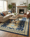 Tabriz Tapestries Collection Area Rug - Azerbaijan (Navy Blue) Rectangle Navy Blue  lifestyle 11