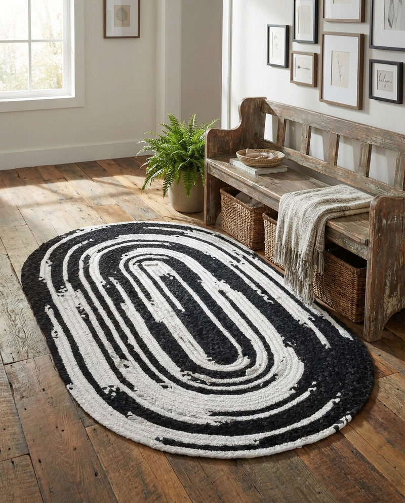 Woven Udaipur Collection Area Rug - Jaipur Oval Black and White  lifestyle 28