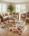 Outdoor Marrakesh Collection Area Rug - Fes Rectangle Multi Beige  lifestyle 33