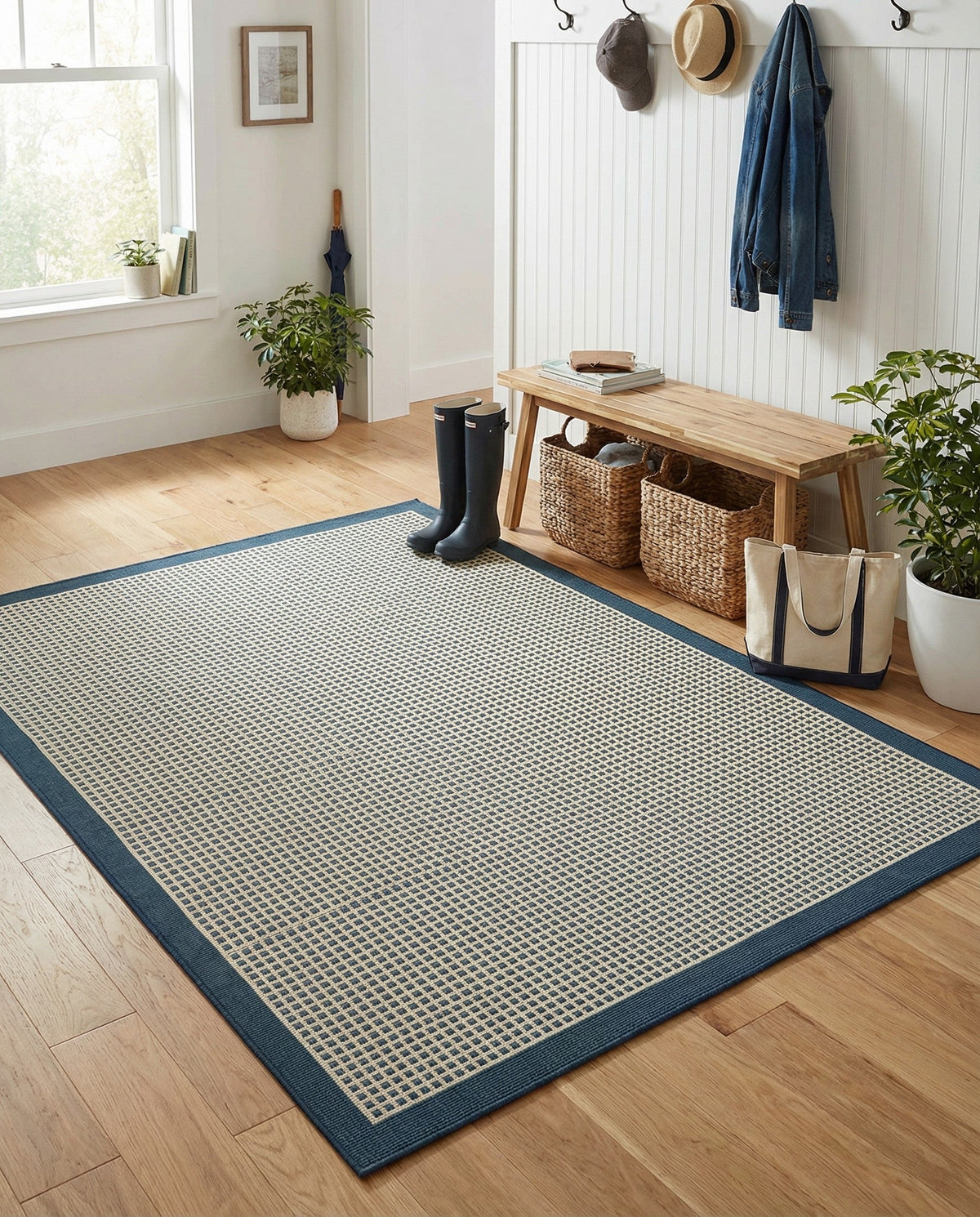 Terrace Fringe Collection Area Rug - Oceanside Rectangle Navy Blue  lifestyle 28