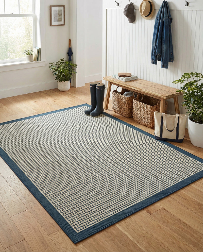 Terrace Fringe Collection Area Rug - Oceanside Rectangle Navy Blue  lifestyle 28