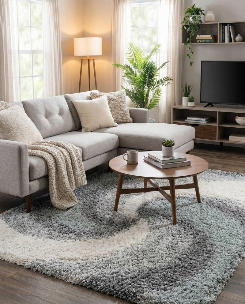Cozy Haven Shag Collection Area Rug -  Oasis Rectangle Sage Green  lifestyle 11
