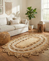 Woven Seaside Jute Collection Area Rug - Coastalhaven (Natural and White) Oval Natural and White  lifestyle 21