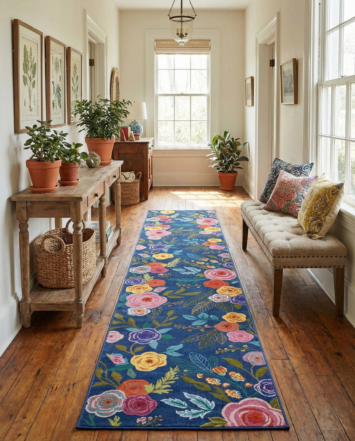 Meadow Breeze Collection Area Rug -  Petal Runner Blue  lifestyle 98