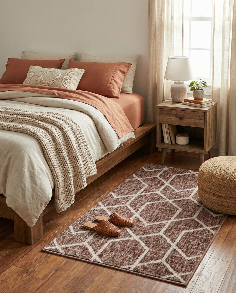 Geo Garden Lattice Collection Area Rug - Savannah Rectangle Dusty Rose  lifestyle 24