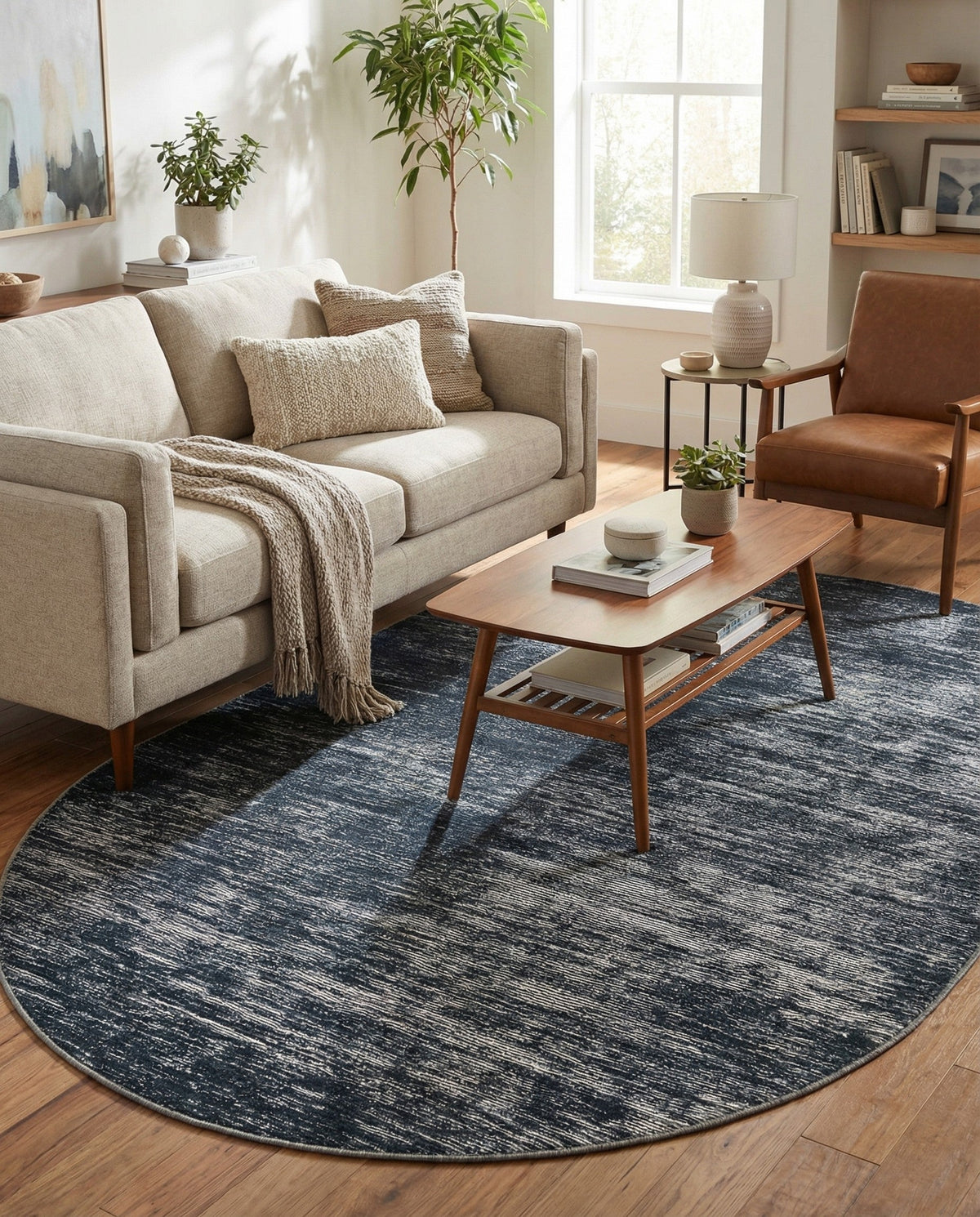 Sahara Essence Collection Area Rug - Oasis (Black) Oval Black  lifestyle 72