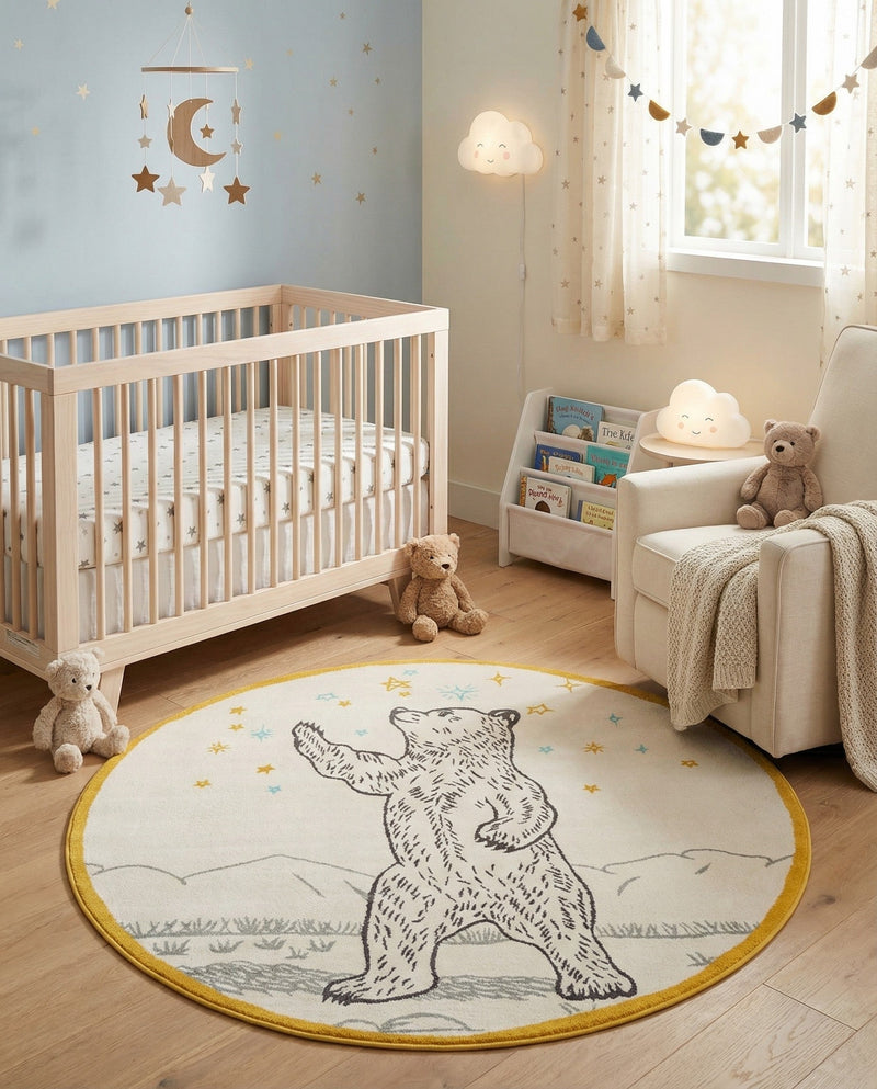 Wonder Tykes Collection Area Rug -  Pixie Round Ivory and Gray  lifestyle 40