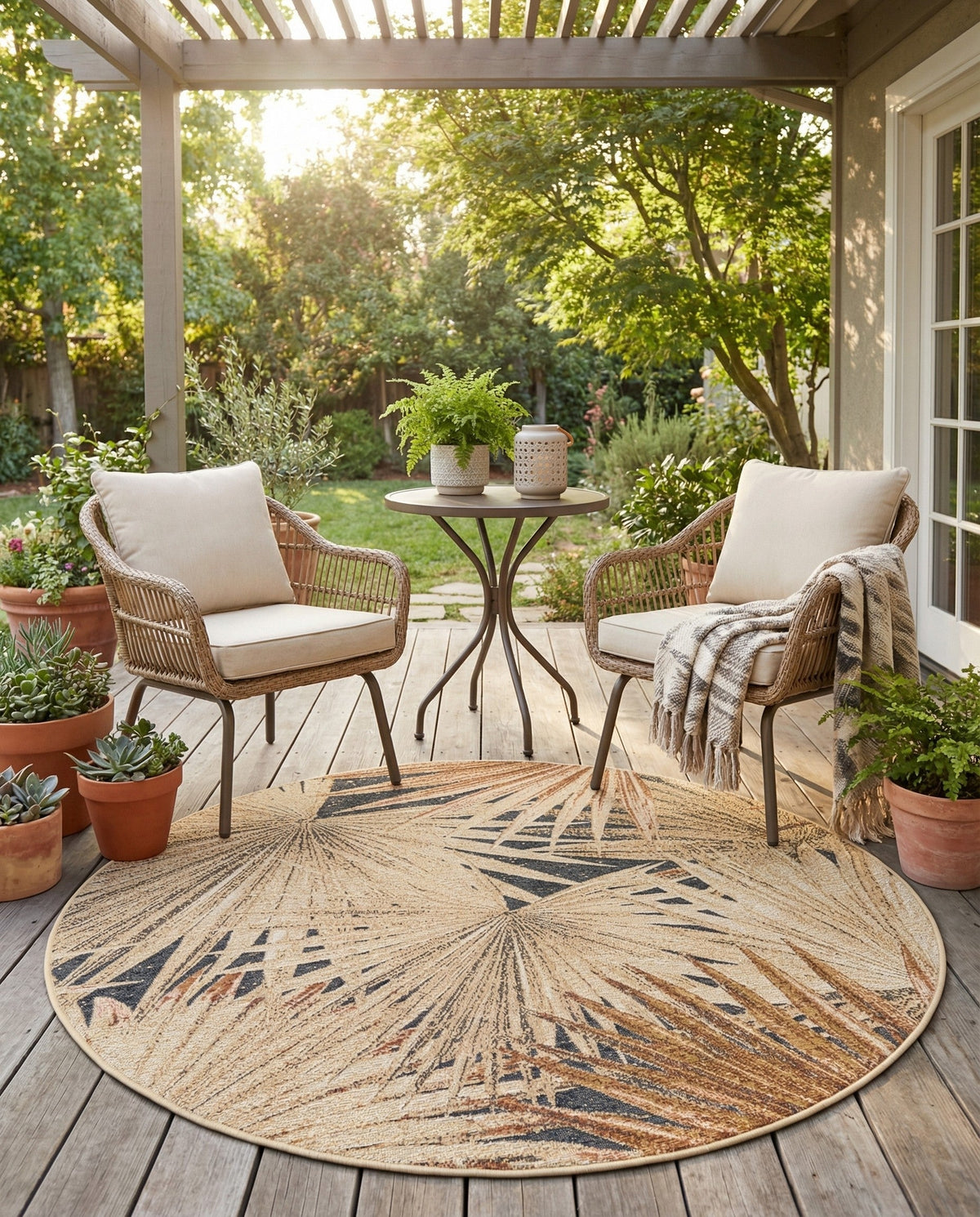 Seaside Blooms Collection Area Rug -  Avalon Round Multi  lifestyle 43