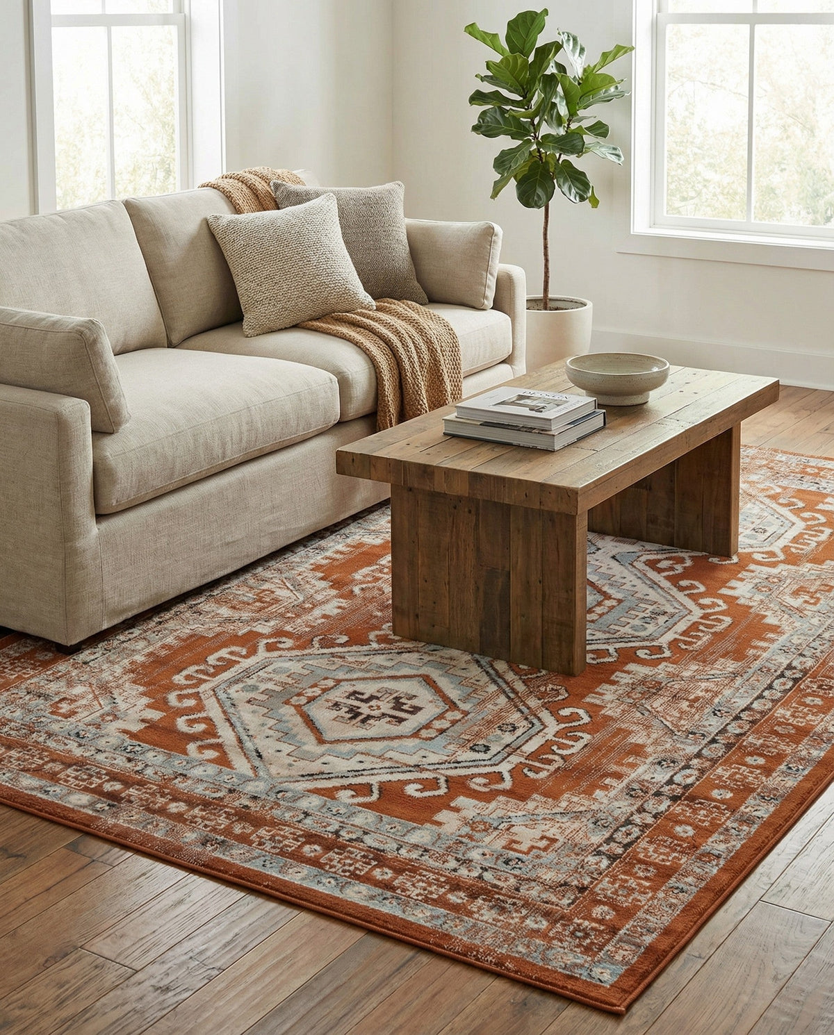 Savannah Elegance Collection Area Rug -  Tybee (Terracotta) Rectangle Terracotta  lifestyle 6
