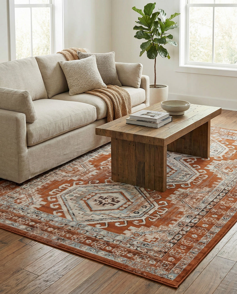 Savannah Elegance Collection Area Rug -  Tybee (Terracotta) Rectangle Terracotta  lifestyle 6
