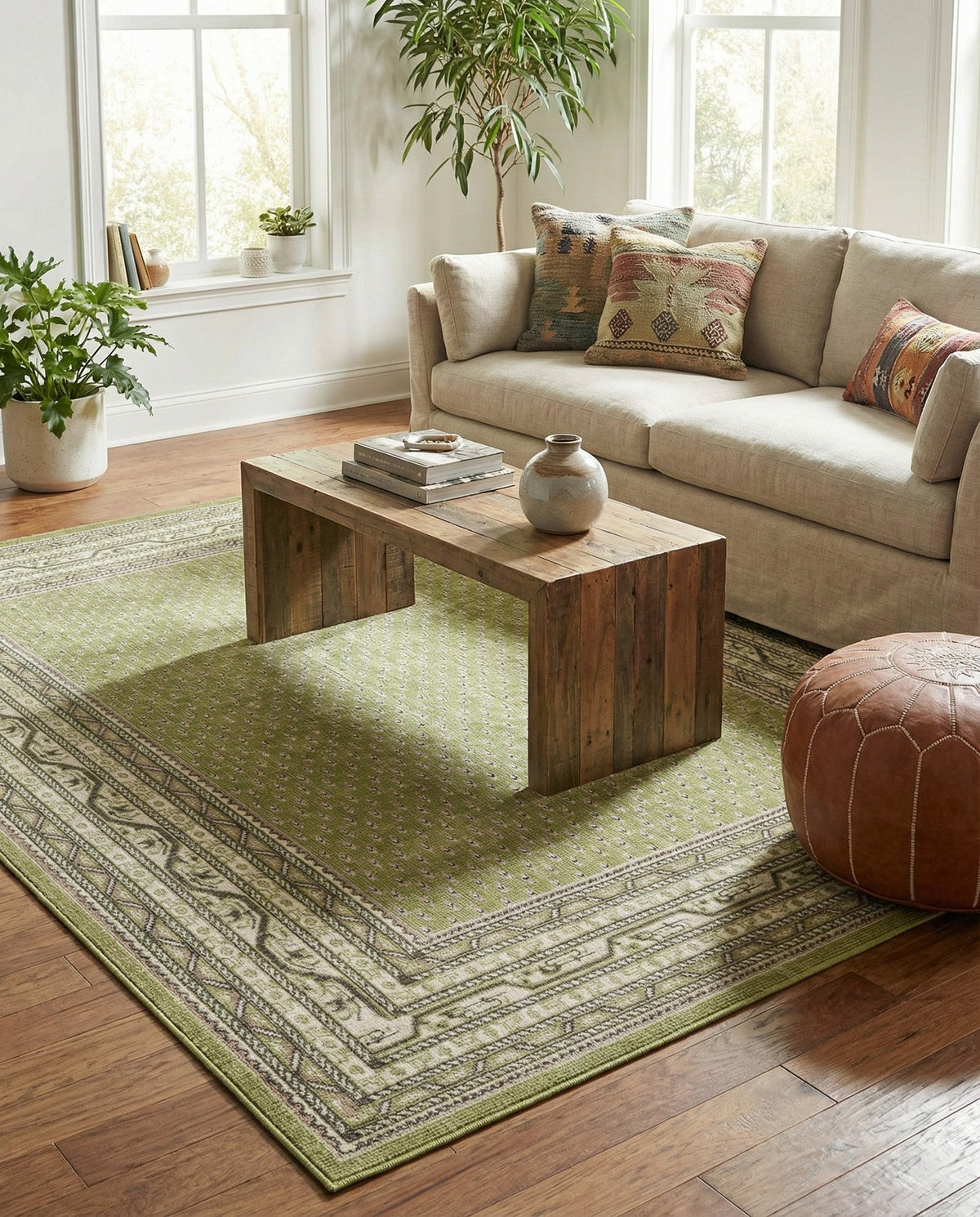 Soho Elegance Collection Area Rug -  Mercer (Green) Rectangle Green  lifestyle 8