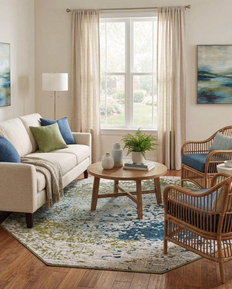 Marrakesh Elegance Collection Area Rug -  Boujad Octagon Blue  lifestyle 59