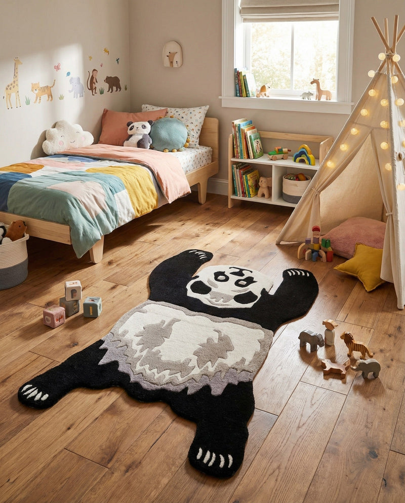 Whimsy Wonders Wool Collection Area Rug -  Mesa Rectangle Black and Gray  lifestyle 4