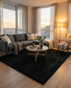 Plush Oasis Collection Area Rug - Serenity (Jet Black) Square Jet Black  lifestyle 39