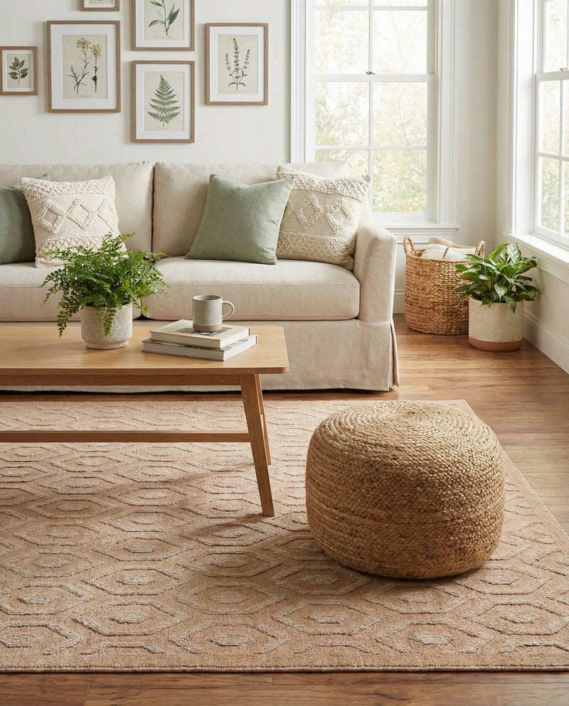 Garden Lattice Charm Collection Area Rug - Arbor (Beige) Rectangle Beige  lifestyle 4