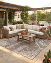 Desert Nomad Terrace Collection Area Rug - Sahara (Brown) Square Brown  lifestyle 63
