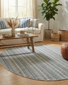 Seaside Stripes Collection Area Rug -  Boardwalk (Light Blue) Round Light Blue  lifestyle 68