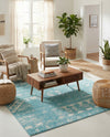 Brighton Stripes Collection Area Rug - Sussex (Light Blue) Square Light Blue  lifestyle 62