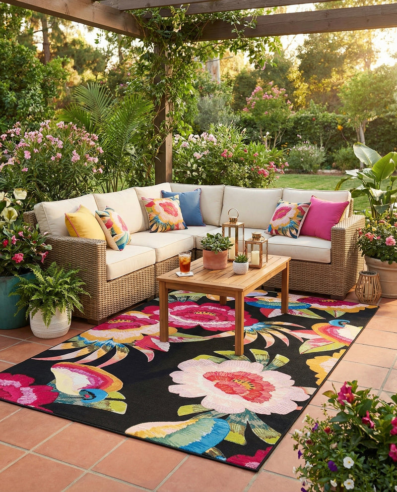 Seaside Blooms Collection Area Rug -  Versailles Rectangle Multi  lifestyle 34
