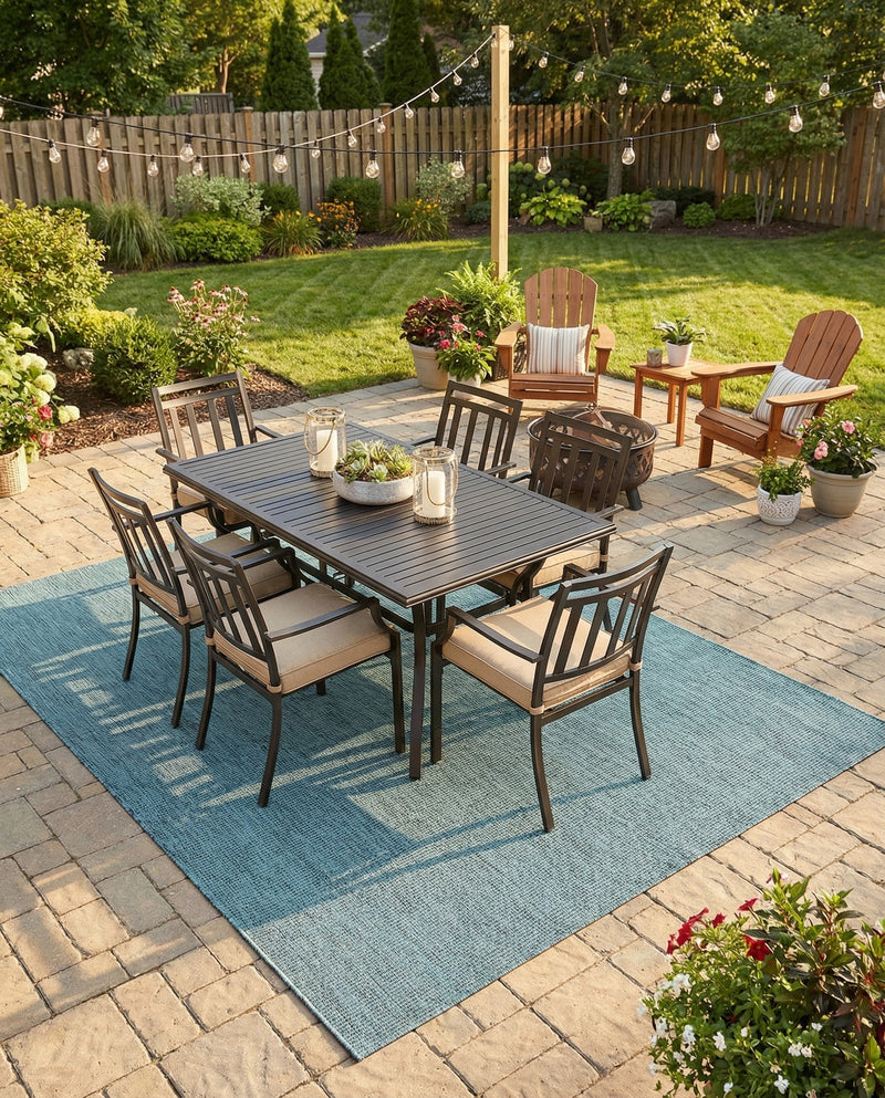Seaside Serenity Collection Area Rug - Veranda (Teal) Rectangle Teal  lifestyle 4