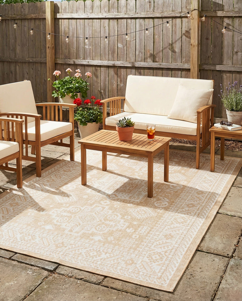 Tribal Terrace Treasures Collection Area Rug -  Incan Isle (Natural) Rectangle Natural  lifestyle 11