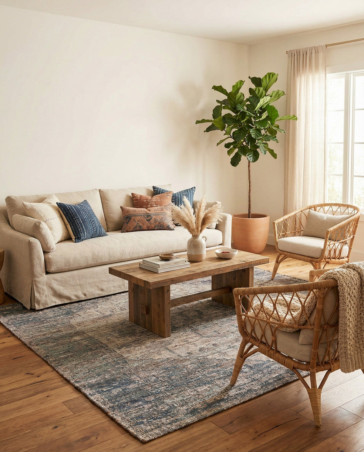 Savannah Threads Collection Area Rug - Sahara Square Blue  lifestyle 89