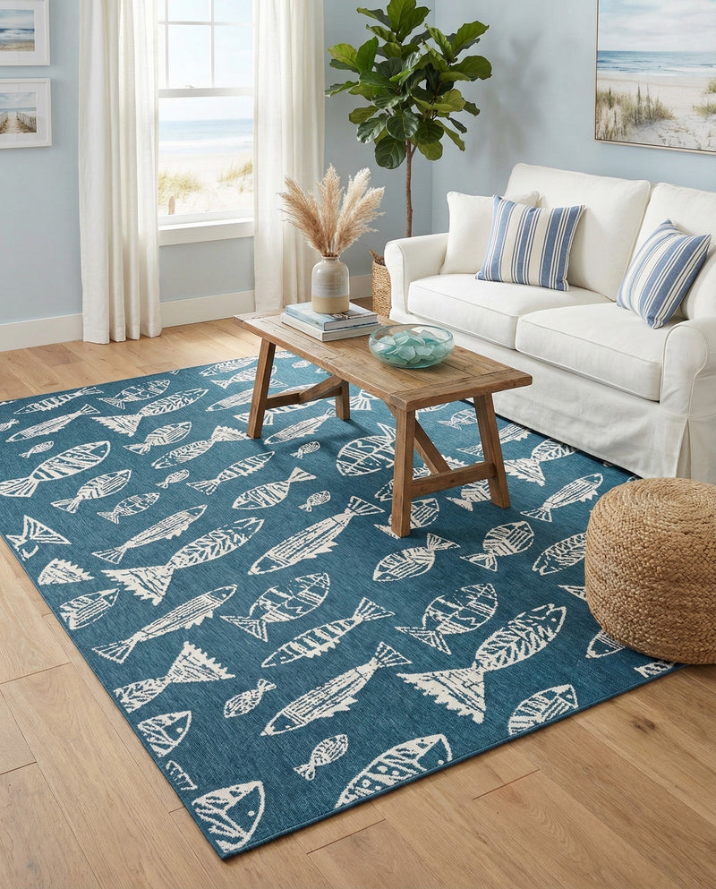 Seaside Haven Rugs Collection Area Rug -  Oceanview Rectangle Blue  lifestyle 20