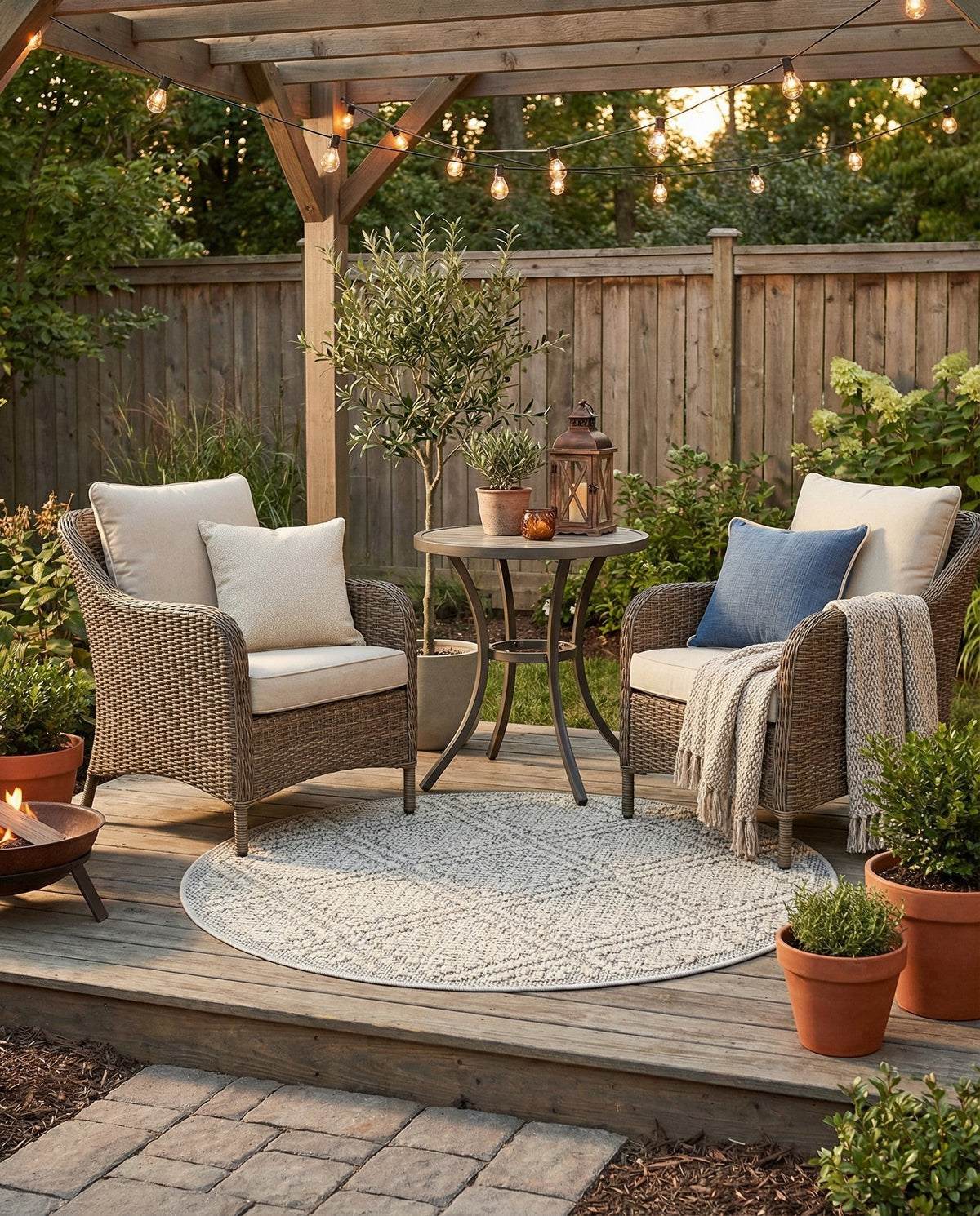Savannah Pergola Collection Area Rug -  Eden Round Light Gray  lifestyle 148