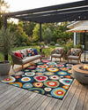Outdoor Marrakesh Collection Area Rug -  Chefchaouen Rectangle Multi Black  lifestyle 33