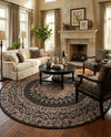 Patio Heritage Collection Area Rug -  Lafayette (Black) Round Black  lifestyle 58