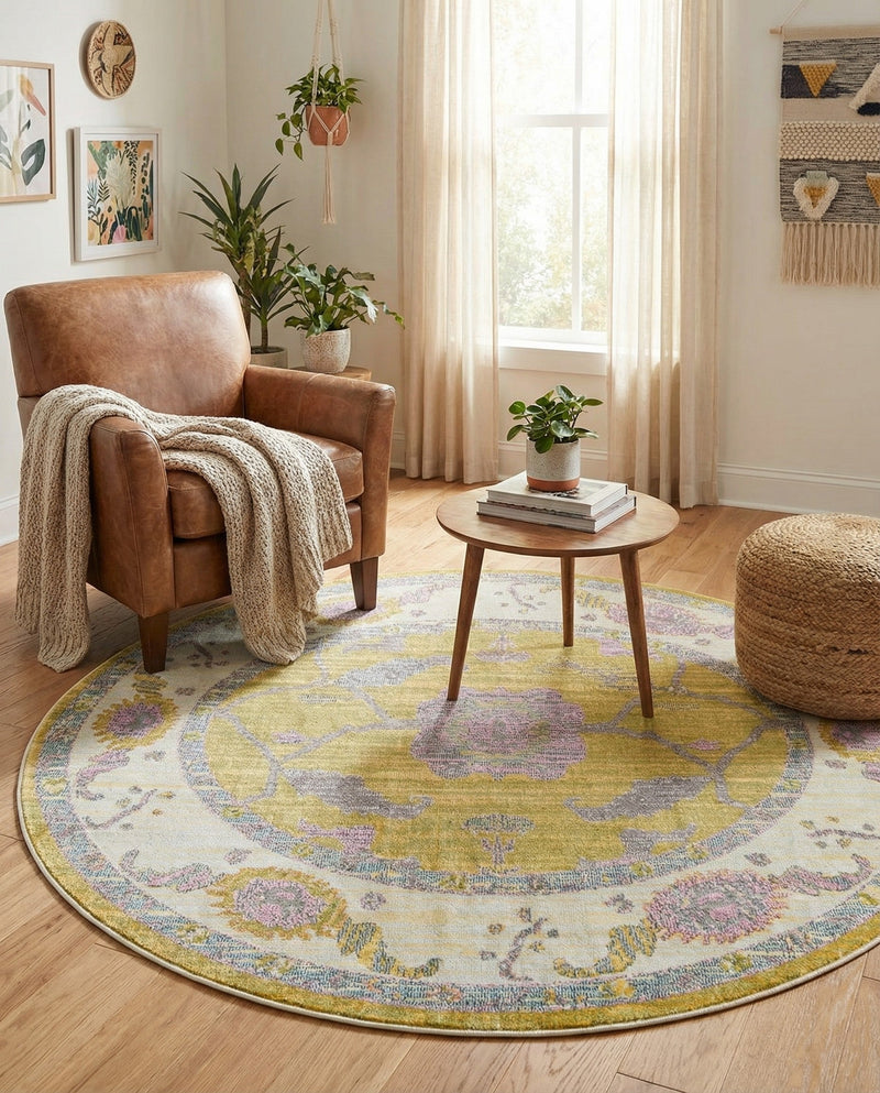 Arcadia Rugs Collection Area Rug - Eden (Green) Round Green  lifestyle 51