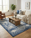 Dover Terrace Collection Area Rug -  Lagoon (Ivory and Blue) Rectangle Ivory and Blue  lifestyle 17