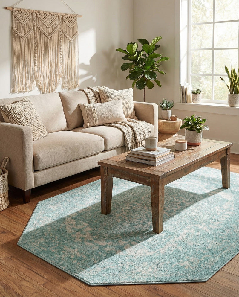 Georgetown Rugs Collection Area Rug - Dupont (Aqua) Octagon Aqua  lifestyle 45