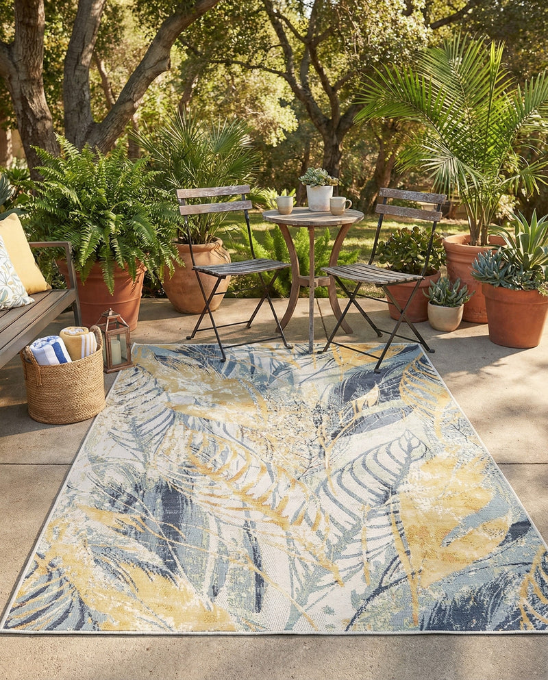 Seaside Blooms Collection Area Rug -  Blossom Rectangle Gray Ivory Yellow  lifestyle 20
