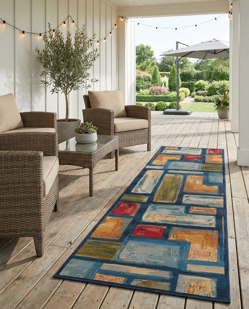 Urban Terrace Collection Area Rug -  Portico Runner Multi  lifestyle 45