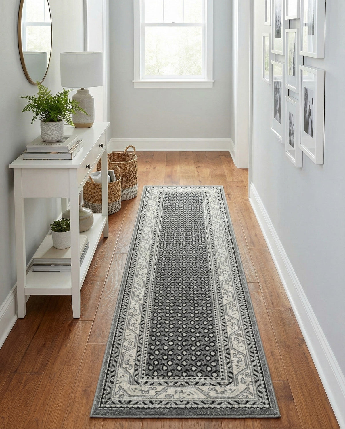 Soho Elegance Collection Area Rug -  Mercer (Gray) Runner Gray  lifestyle 81