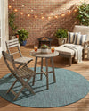 Seaside Serenity Collection Area Rug - Veranda (Teal) Round Teal  lifestyle 57