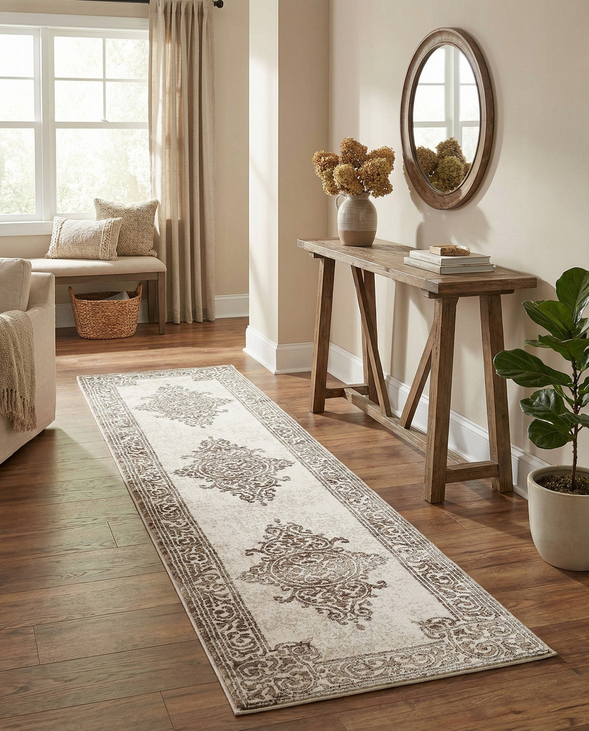 Sanctuary Retreat Collection Area Rug - Haven Runner Chocolate Brown  lifestyle 187