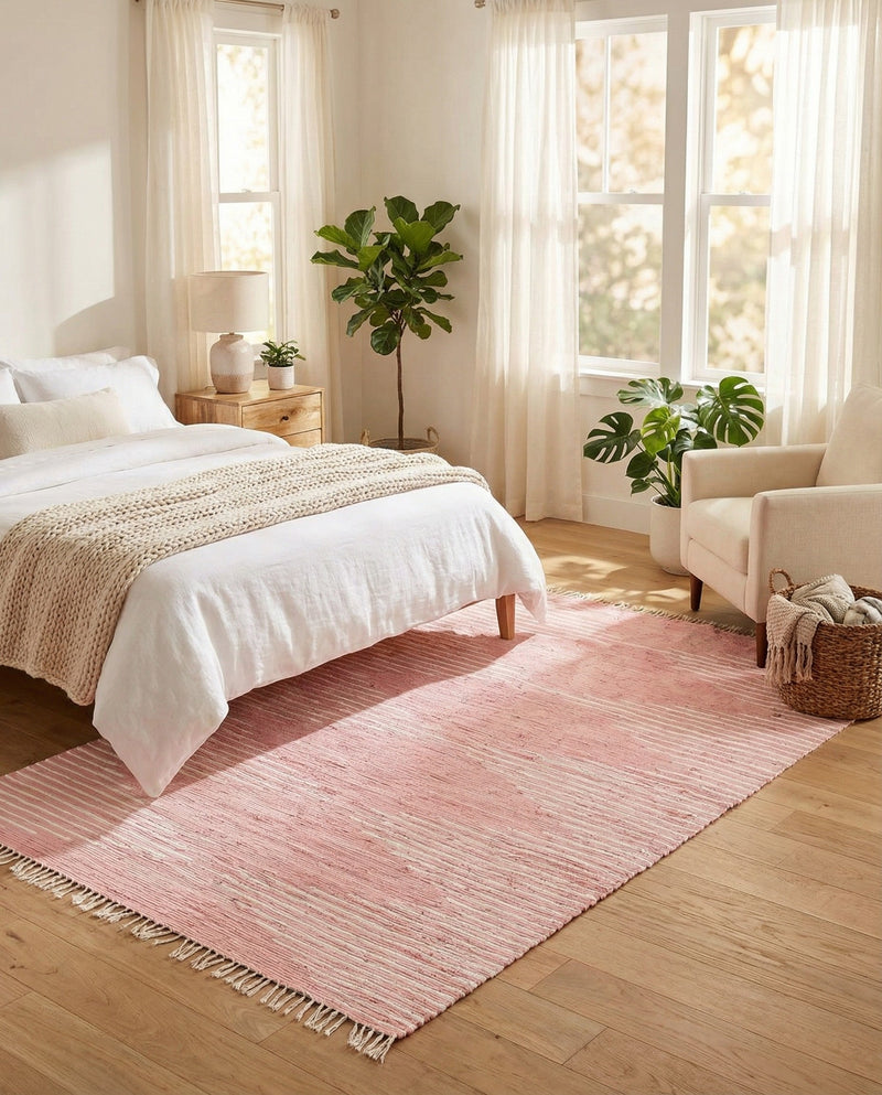 Thar Cotton Collection Area Rug - Jaisalmer (Rose) Rectangle Rose  lifestyle 3