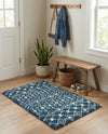 Berber Lattice Shag Collection Area Rug - Atlas (Navy Blue) Rectangle Navy Blue  lifestyle 3