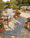 Sustainable Strands Indoor-Outdoor Oasis Collection Area Rug -  Sandbar (Black and White) Runner Black and White  lifestyle 46