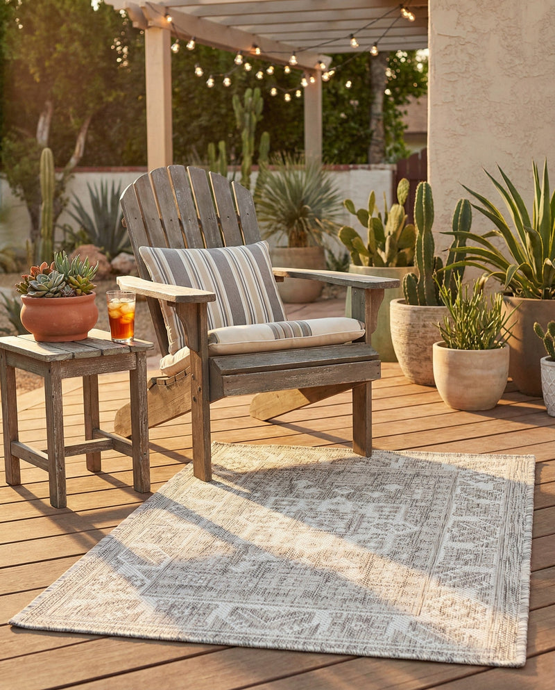 Tribal Terrace Treasures Collection Area Rug -  Incan Isle (Light Gray) Rectangle Light Gray  lifestyle 23
