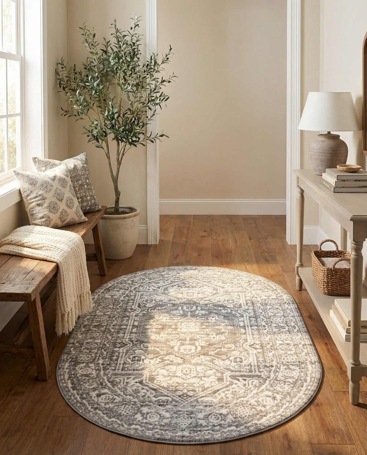 Charleston Elegance Collection Area Rug - Harborview Oval Gray  lifestyle 204